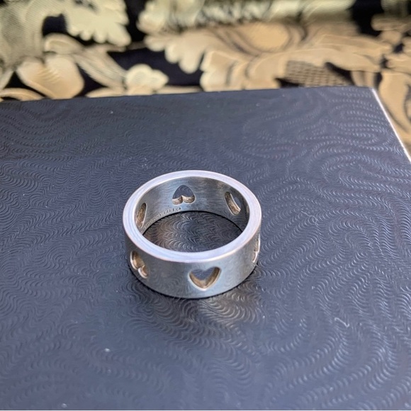 SOLD❤️ Rare Vintage Authentic Tiffany & Co. Sterling Silver Open Heart Band Ring - Picture 5 of 10